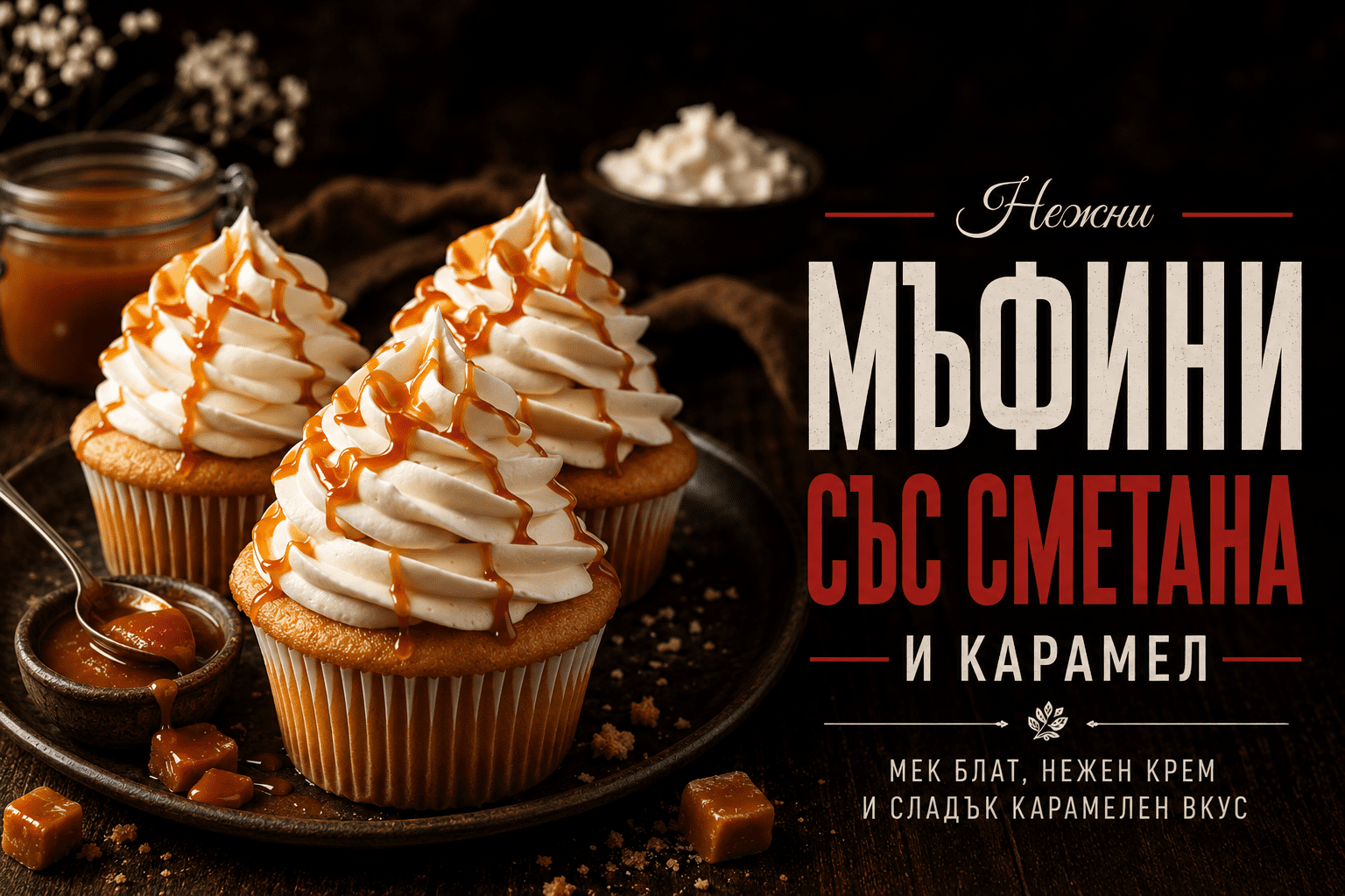 Мъфини със сметана и карамел